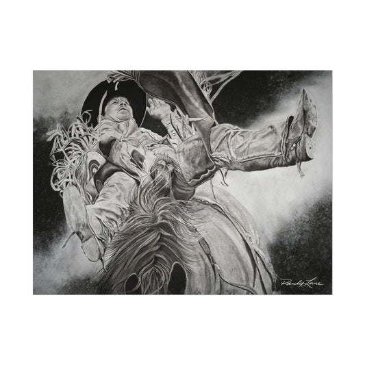 Battle Tested, Rodeo Bareback Rider Painting, Textured Matte Print
