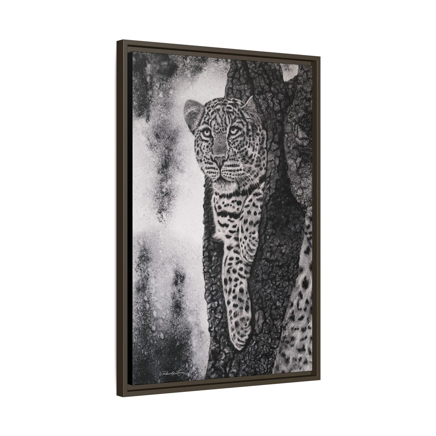 Tree Hugger, Leopard Framed Matte Canvas Wall Art
