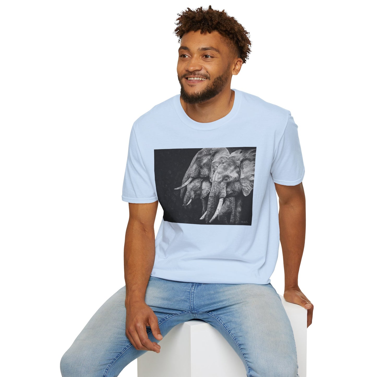 Brushland Bond. Elephant Art Unisex Softstyle T-Shirt