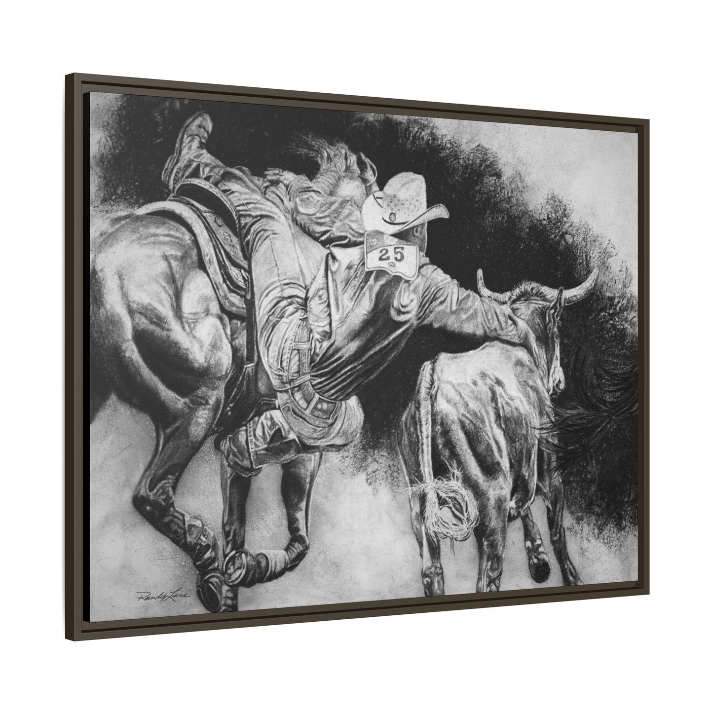 Contact. Cowboy Bulldogger Rodeo Art Framed Stretched Canvas Art