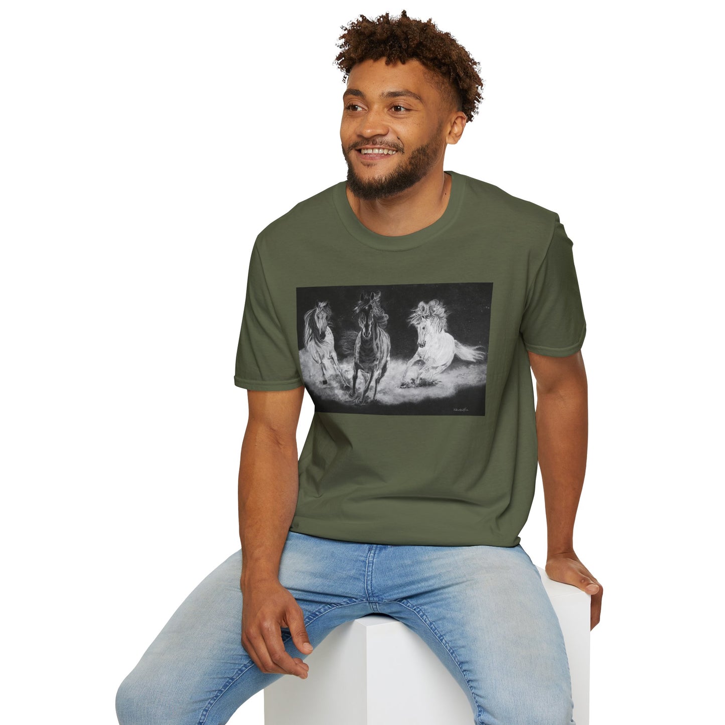 Midnight Run. Horse Graphic Unisex T-Shirt, Soft Cotton Shirt