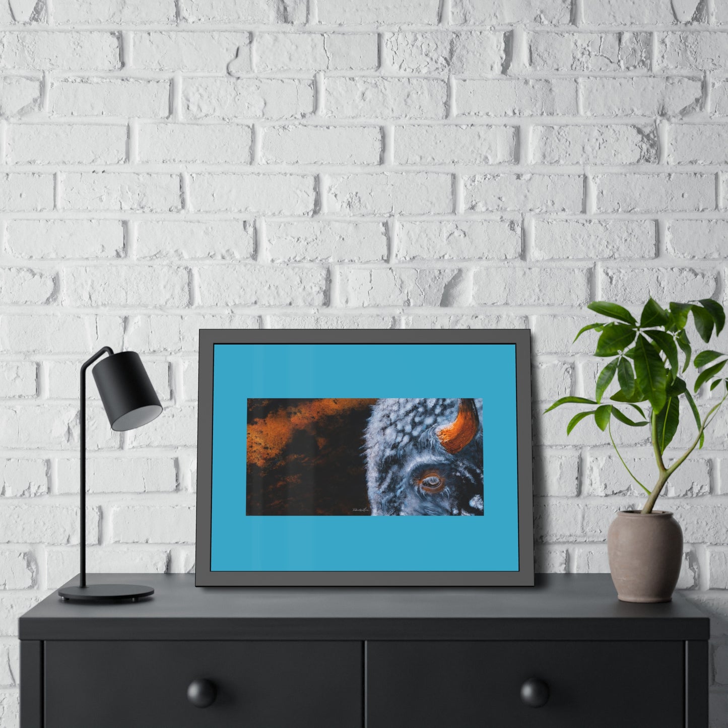 Storm Bison, Framed Fine Art Print