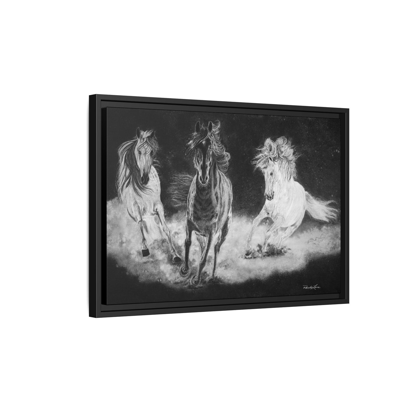 Midnight Run. Framed Stretched Matte Canvas Fine Art Horse Print