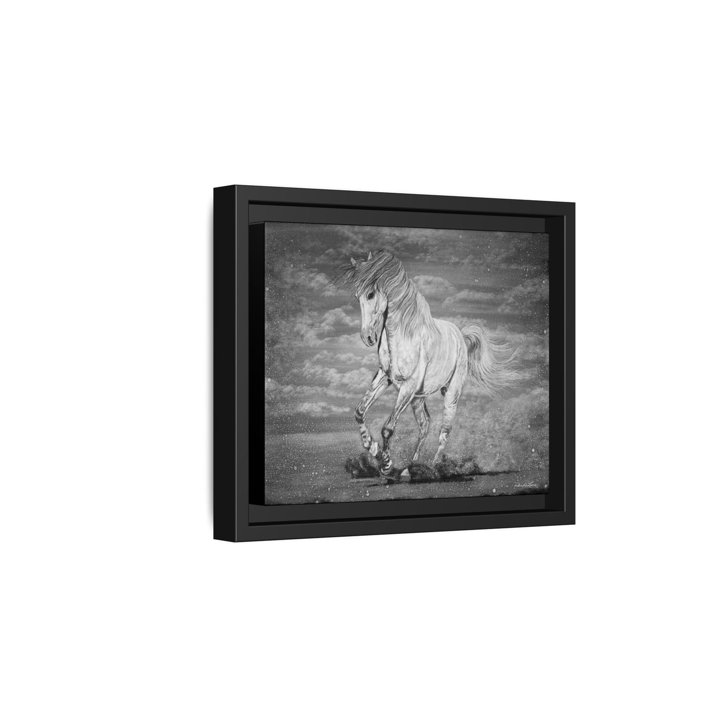 Equine Elegance. Prancing Horse Framed Stretched Matte Canvas Print