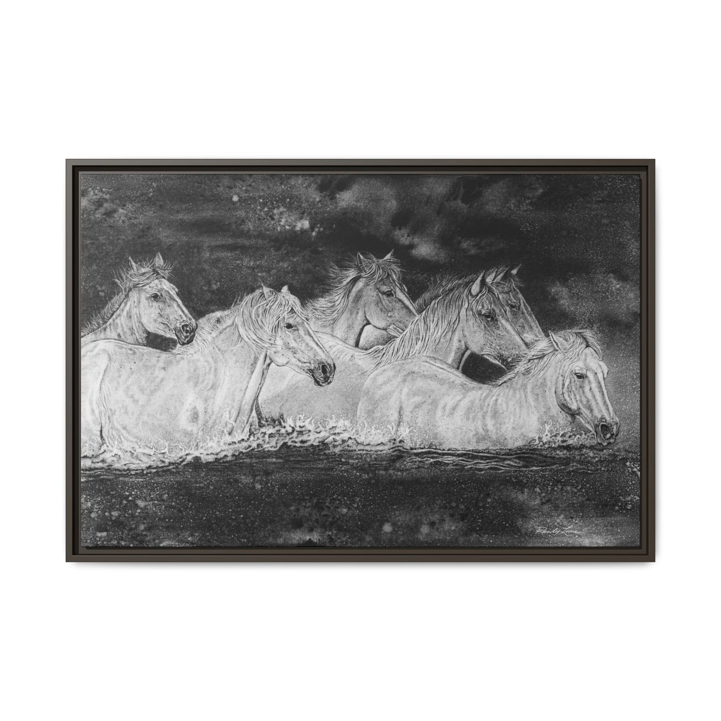 Night Swim, Framed Horse Canvas Art