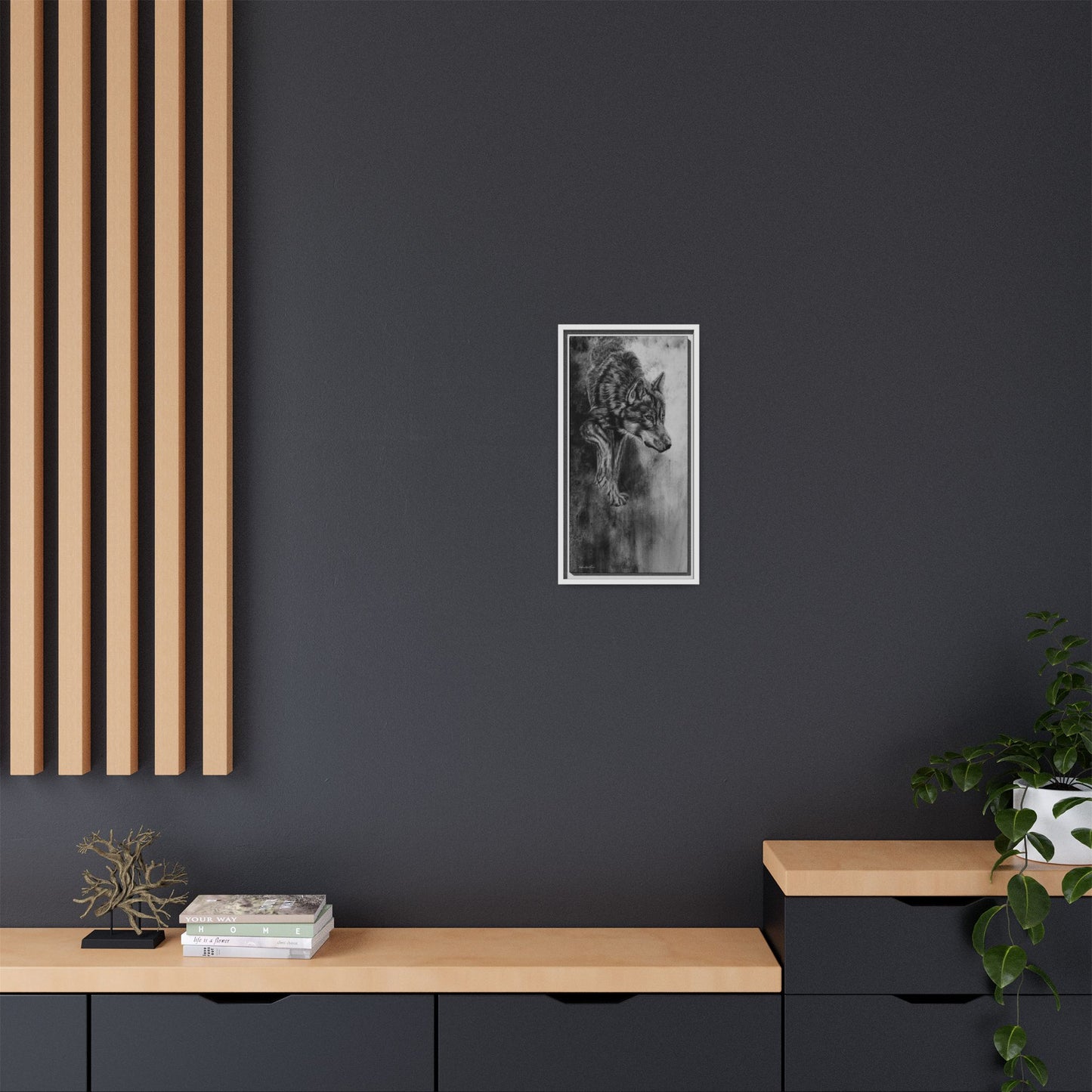 Specter, Wolf Portrait Framed Matte Canvas Wall Art