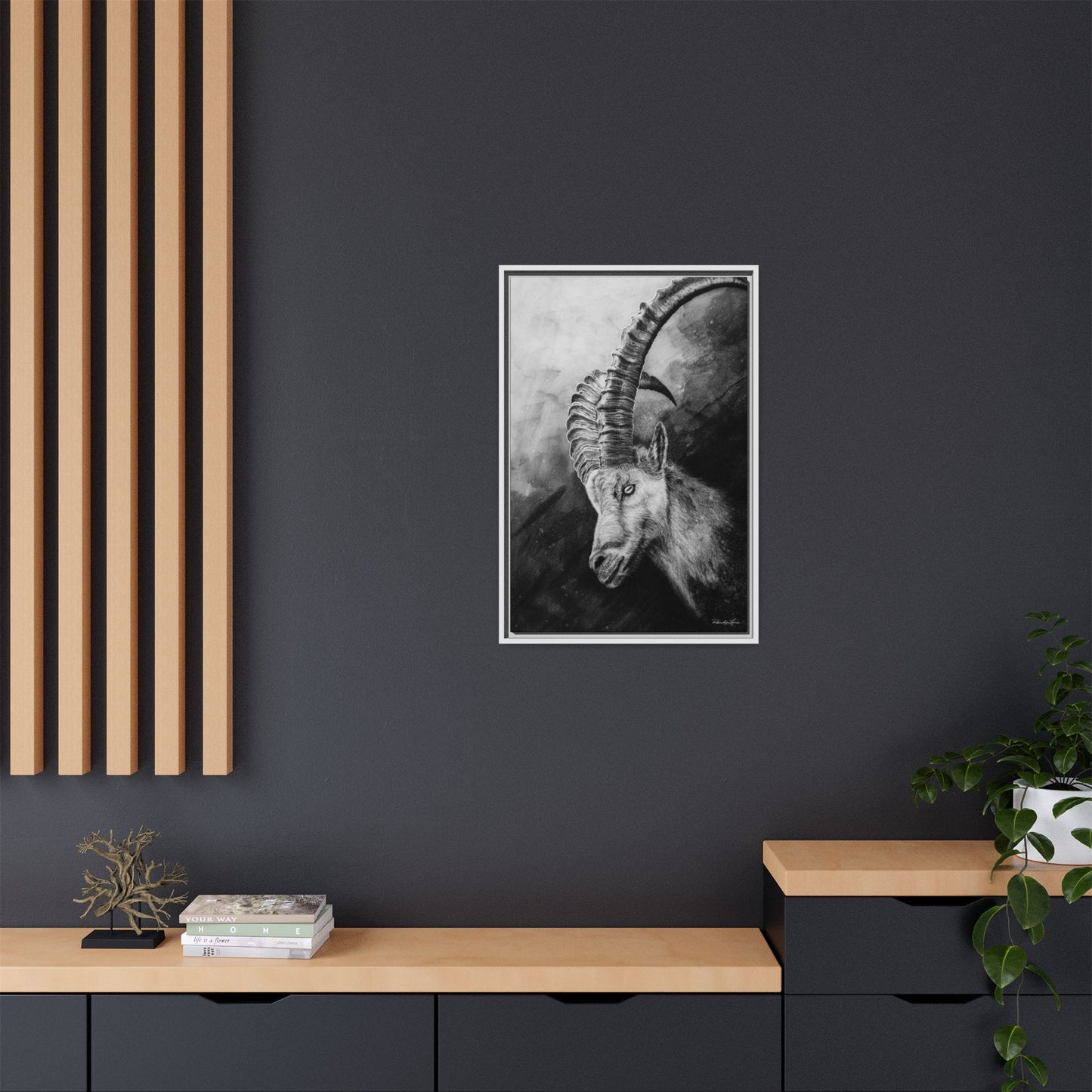 Apex,  Alpine Mountain Goat, Framed Matte Canvas Art Print,