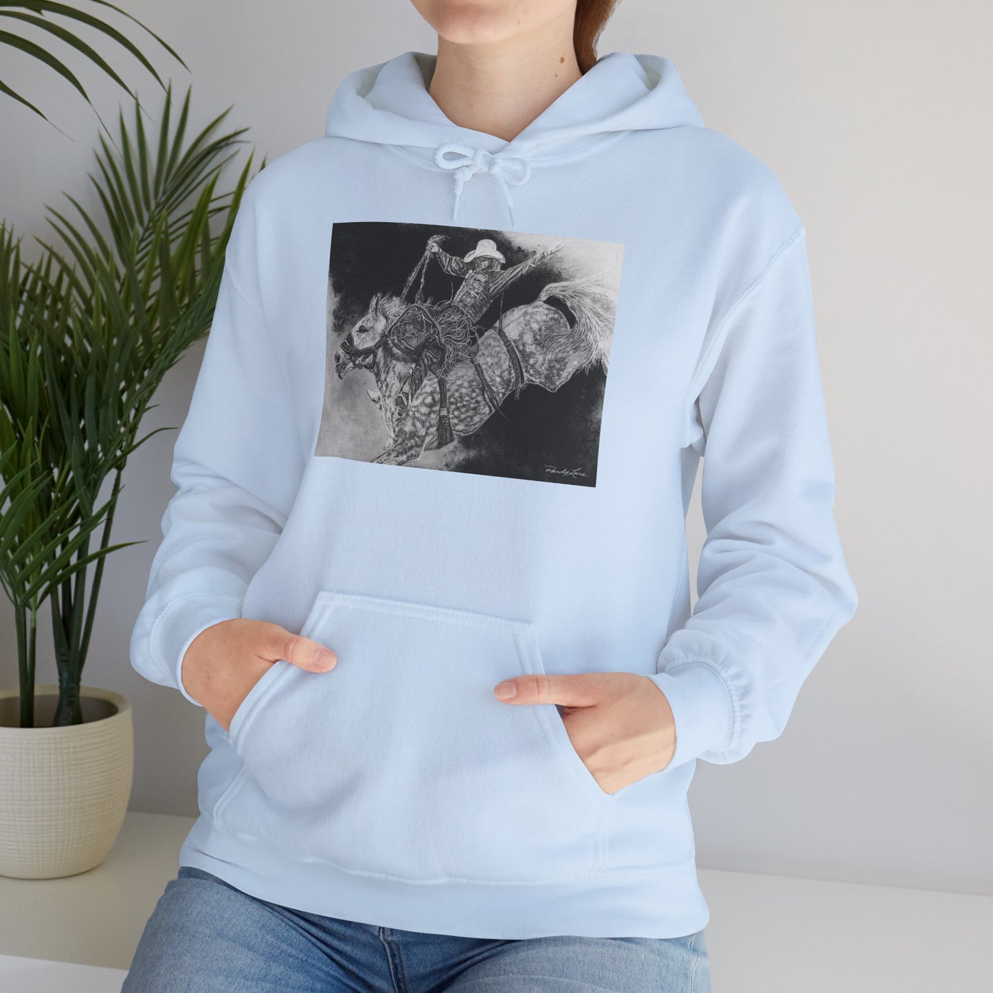 Big Grey, Rodeo Bareback Bronc Painting Hoodie Sweatshirt
