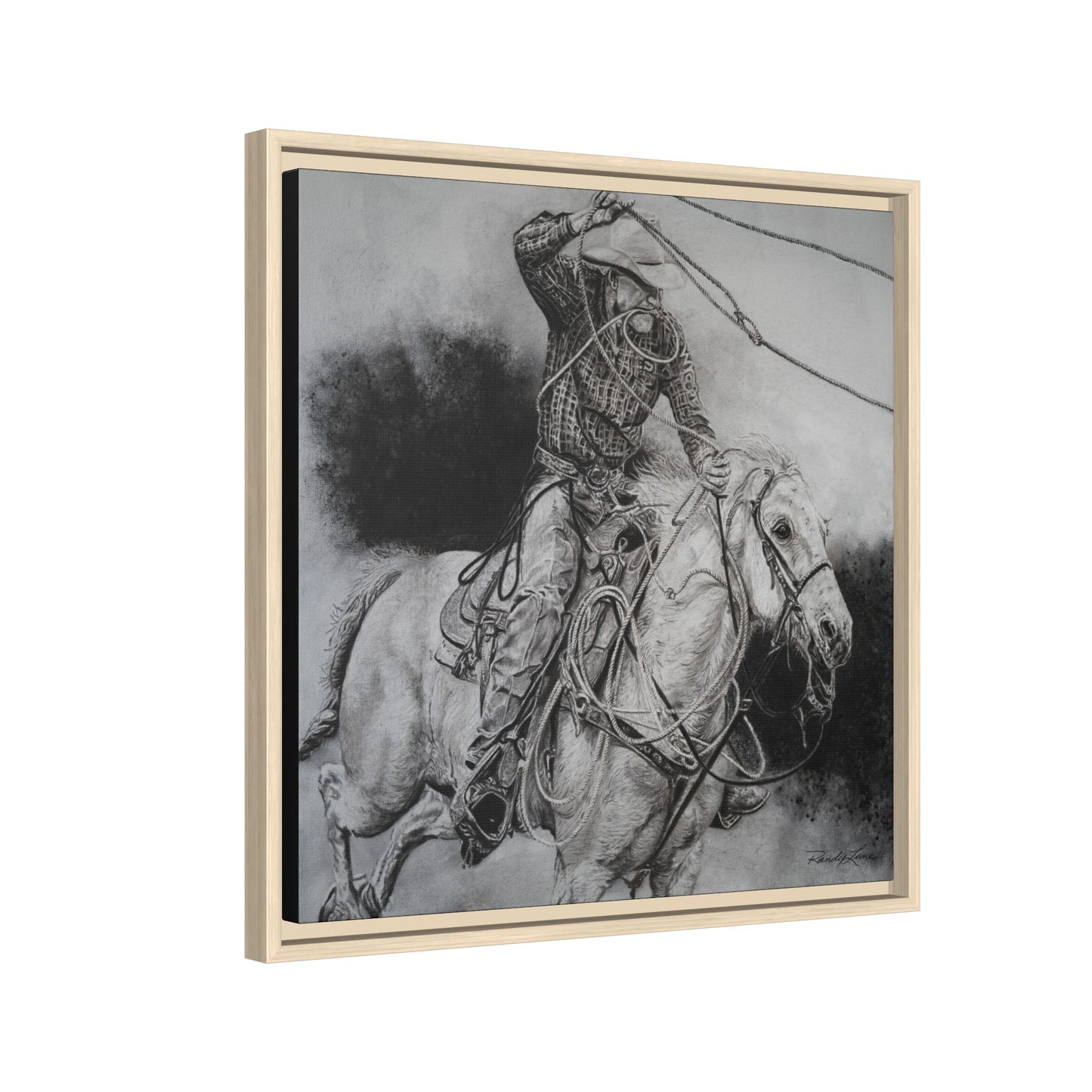 Let it Fly, Rodeo Tie-down Roper Painting, Matte Framed Stretched Canvas