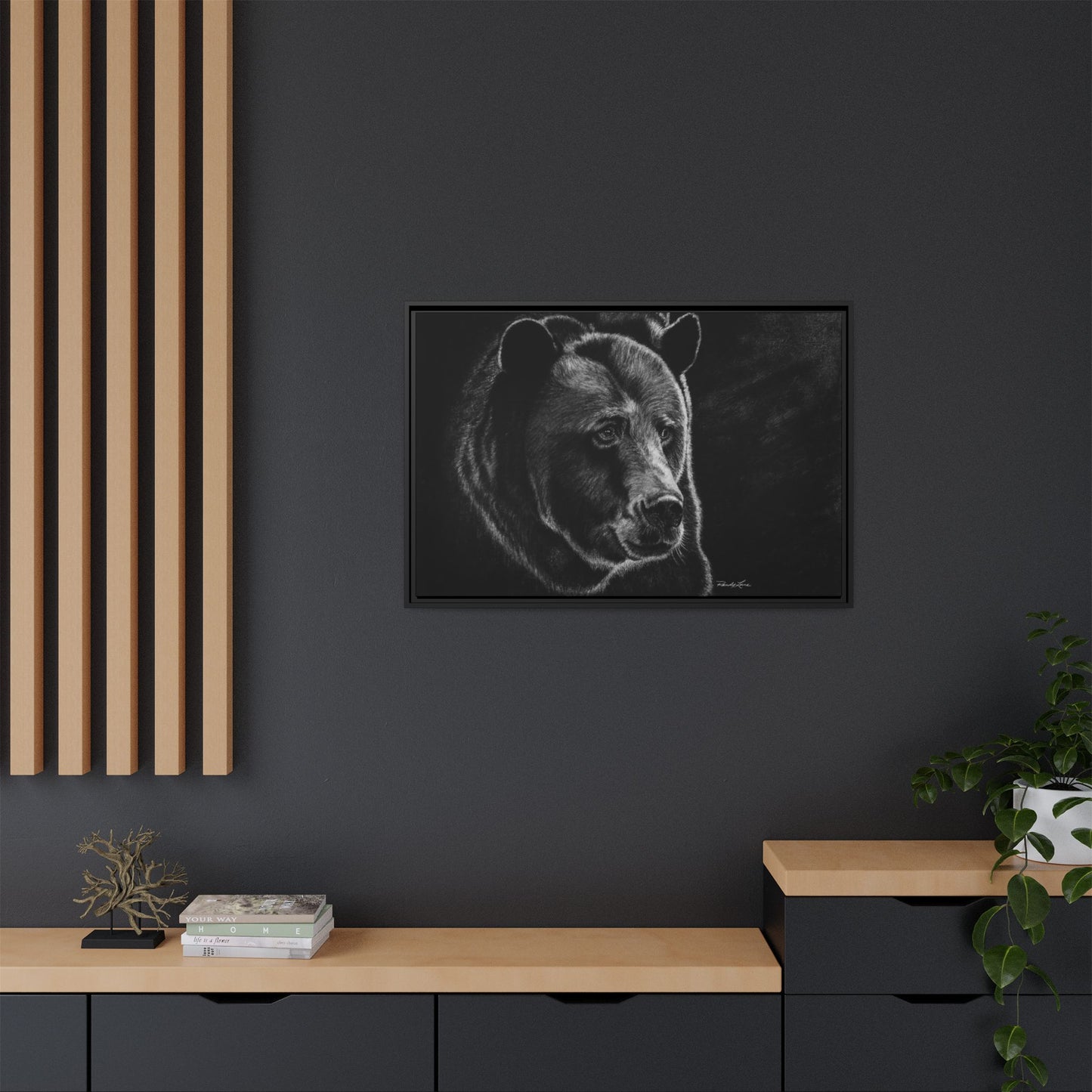Dominance, Bear Portrait Stretched Framed Matte Canvas Print
