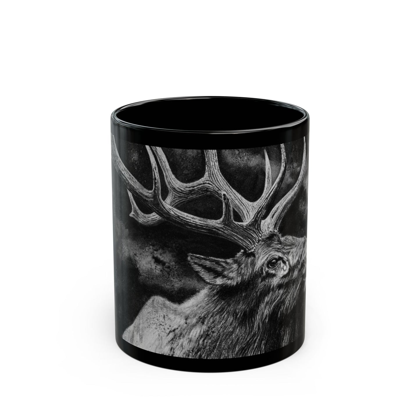 Gladiator, Black Mug with Majestic Elk Design