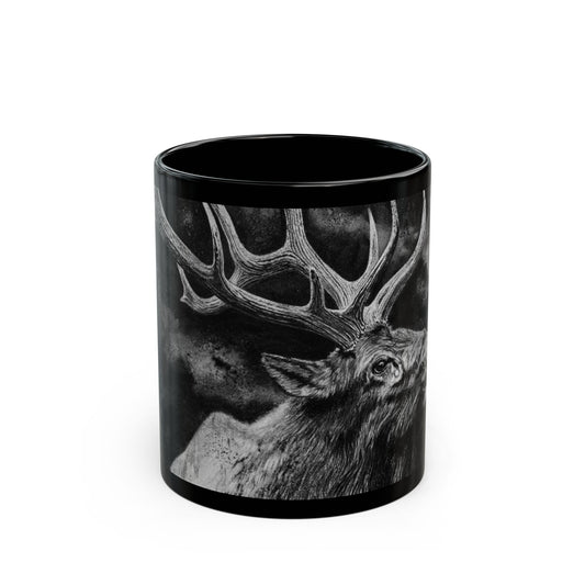 Gladiator, Black Mug with Majestic Elk Design
