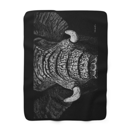 Ebony and Ivory, Cozy Elephant Theme Sherpa Fleece Blanket