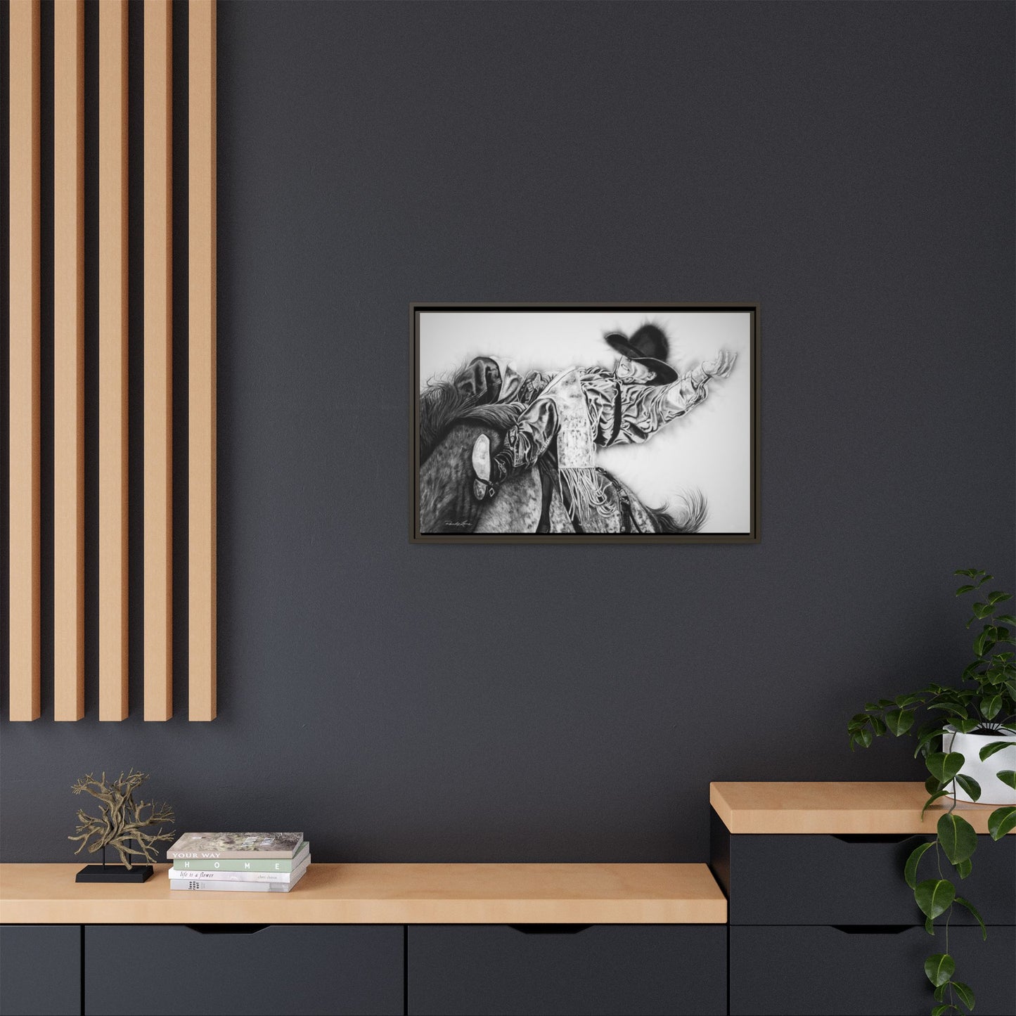 Go Time. Stretched Matte Canvas Framed Rodeo Art Print