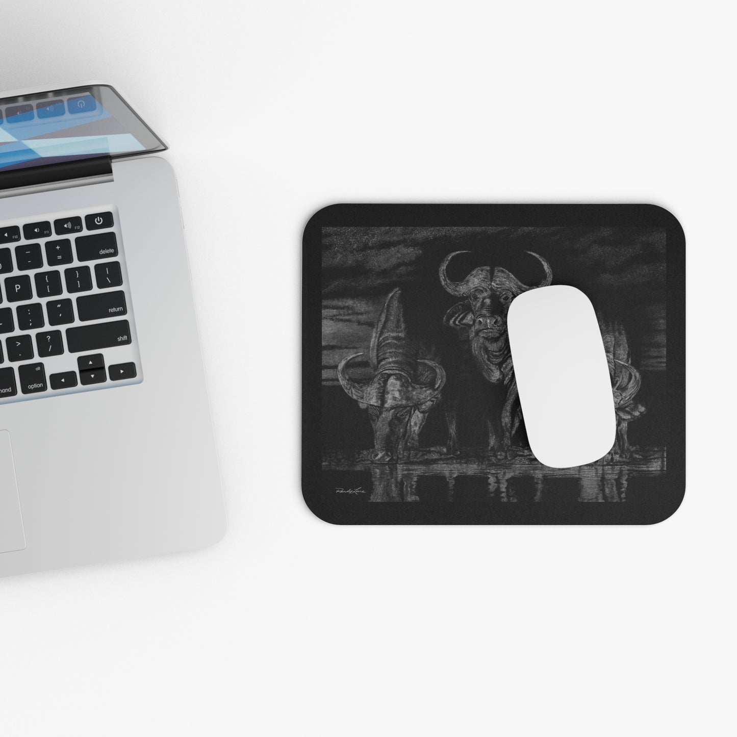 The Waterhole, Cape Buffalo Themed Mouse Pad