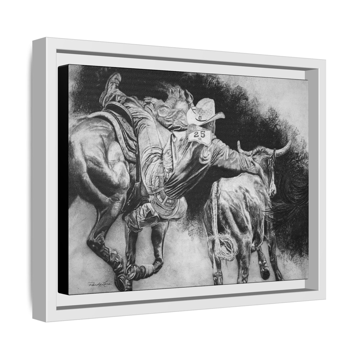 Contact. Cowboy Bulldogger Rodeo Art Framed Stretched Canvas Art