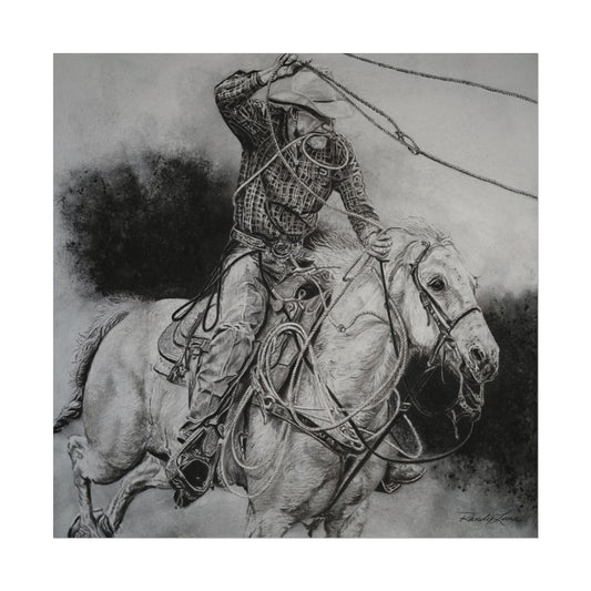 Let it Fly, Rodeo Tie-down Roper Painting, Textured Matte Print