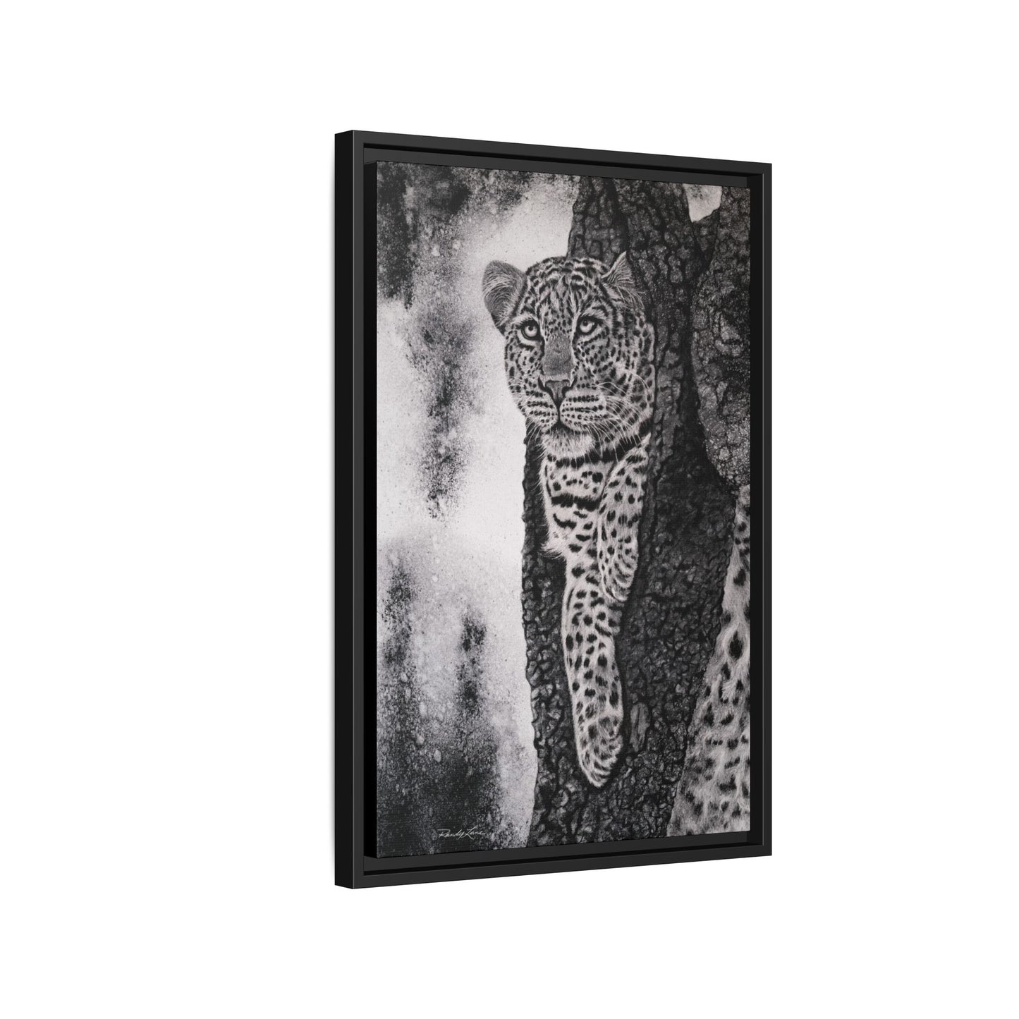 Tree Hugger, Leopard Framed Matte Canvas Wall Art