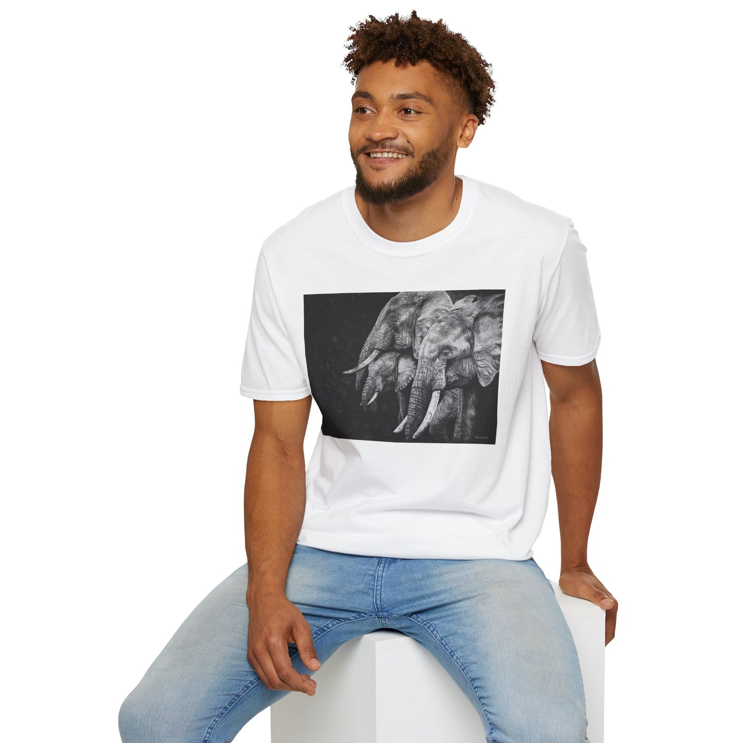 Brushland Bond. Elephant Art Unisex Softstyle T-Shirt