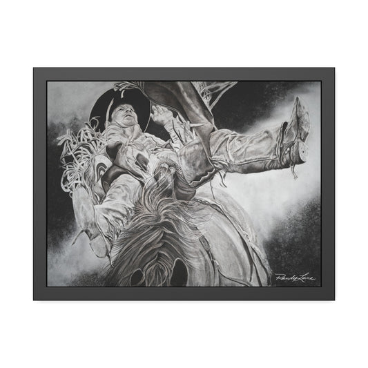 Battle Tested, Rodeo Bareback Rider Painting, Framed Fine Art Print