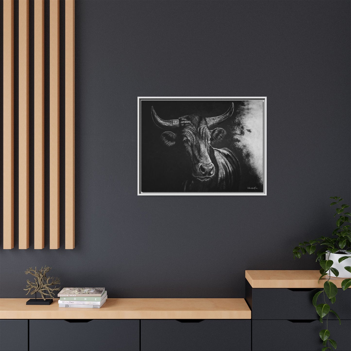 Stonebreaker. Bucking Bull Framed Stretch Matte Canvas Print