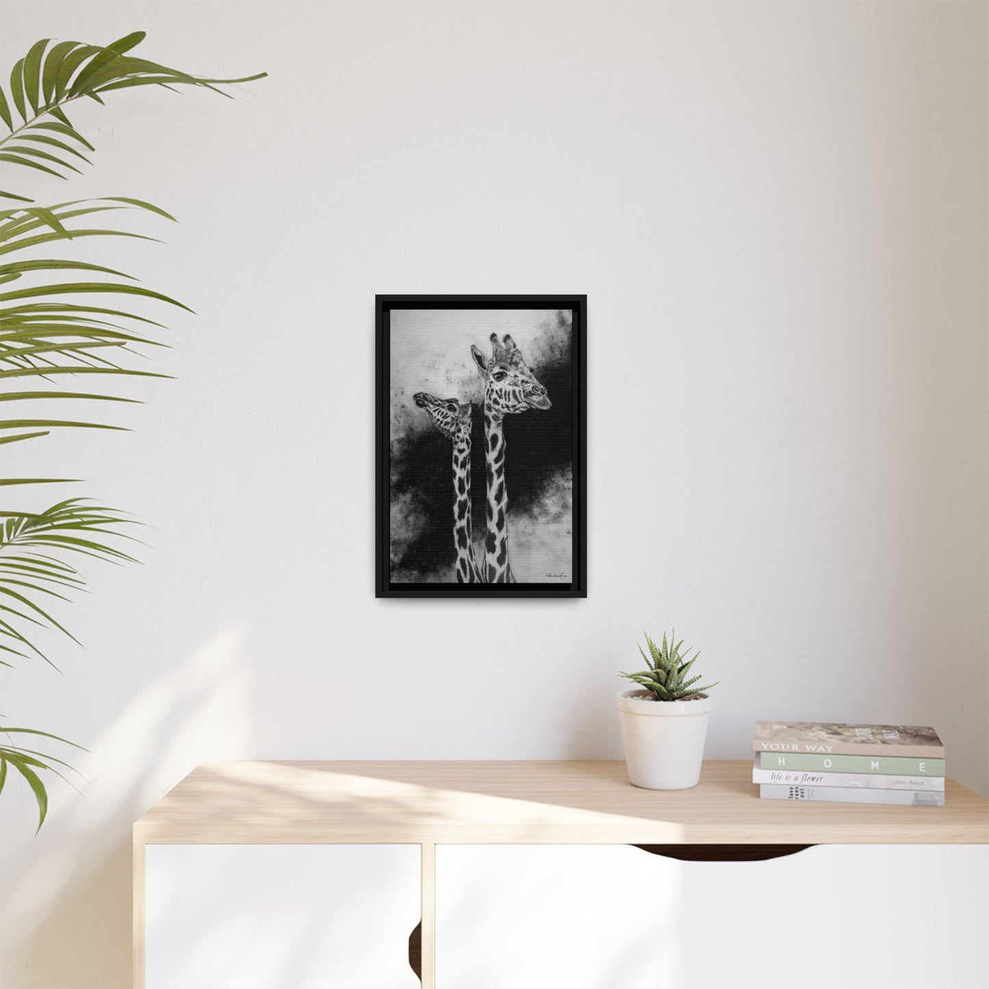 Grace in the Grasslands, Giraffe, Framed Matte Canvas Wall Decor