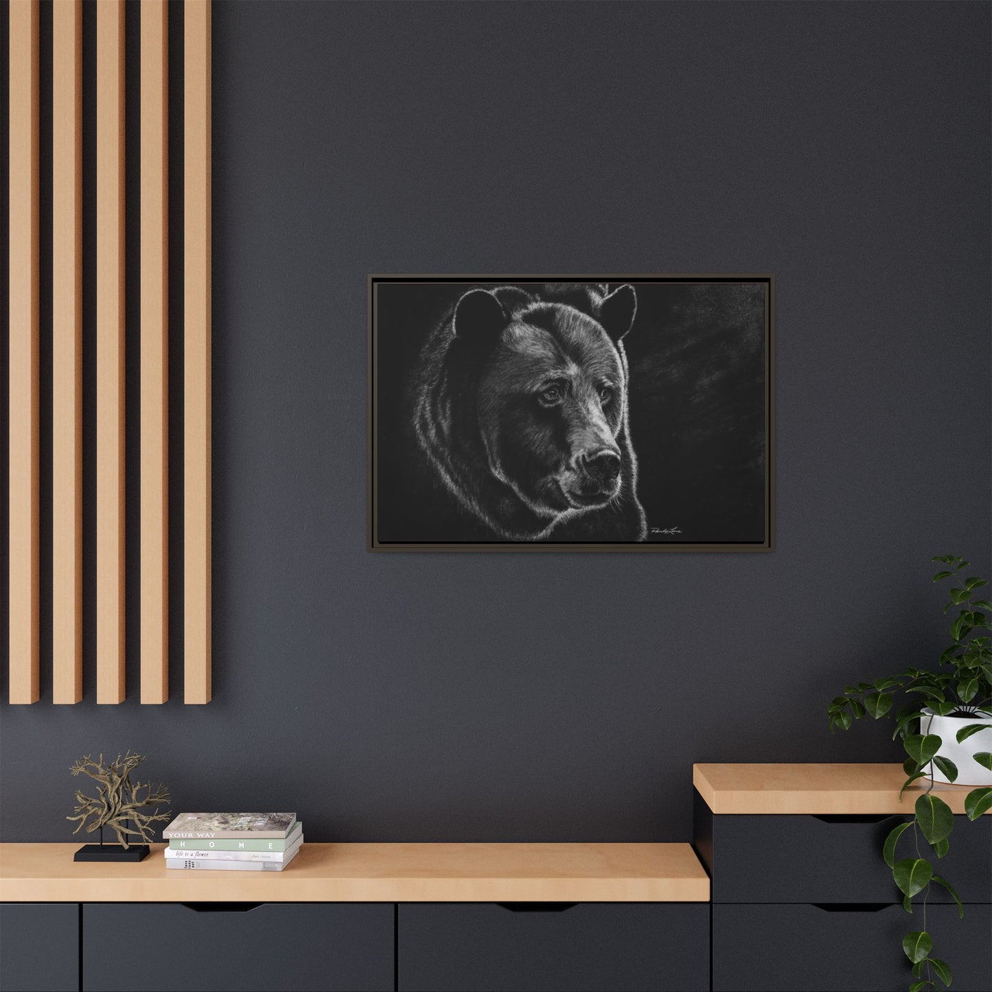 Dominance, Bear Portrait Stretched Framed Matte Canvas Print