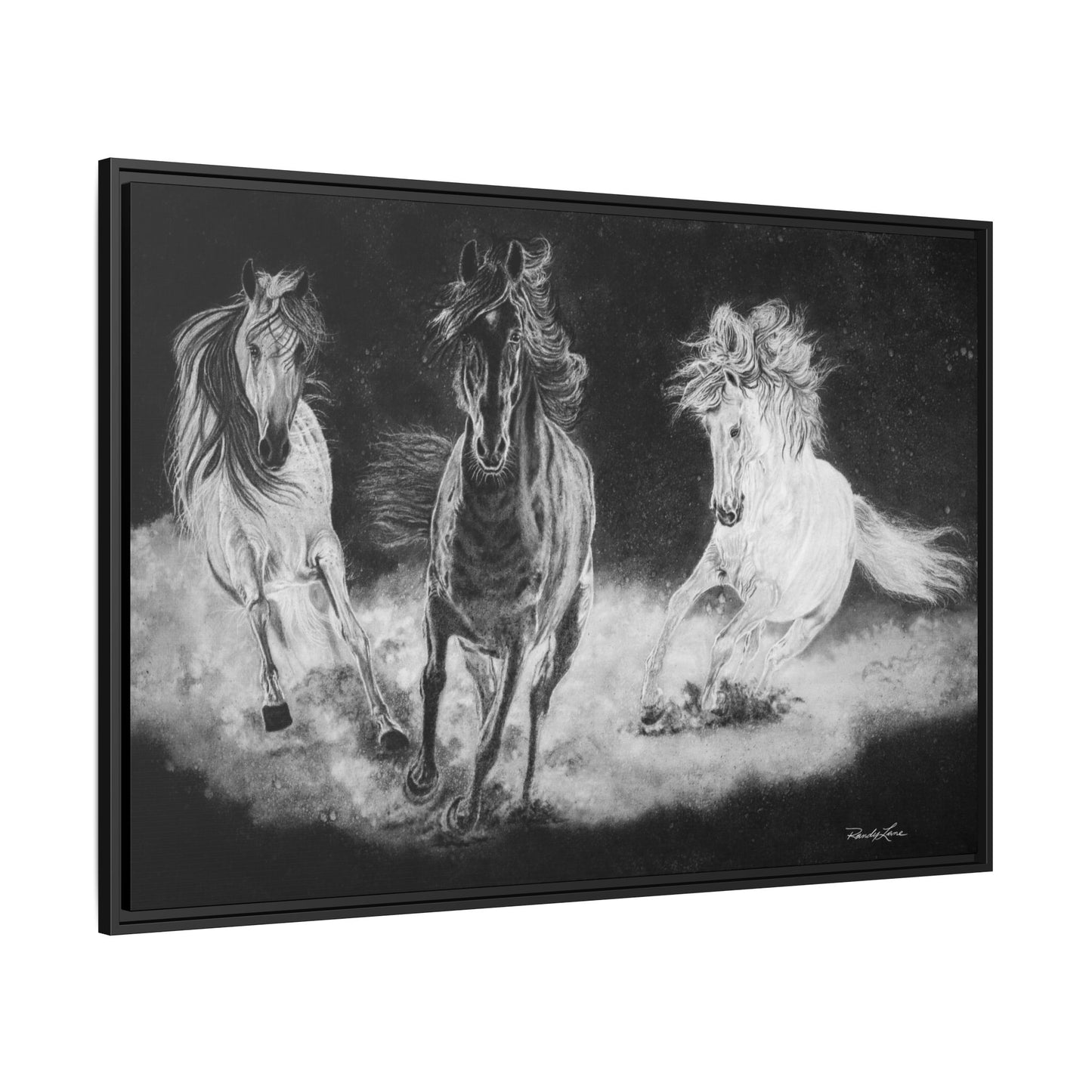 Midnight Run. Framed Stretched Matte Canvas Fine Art Horse Print