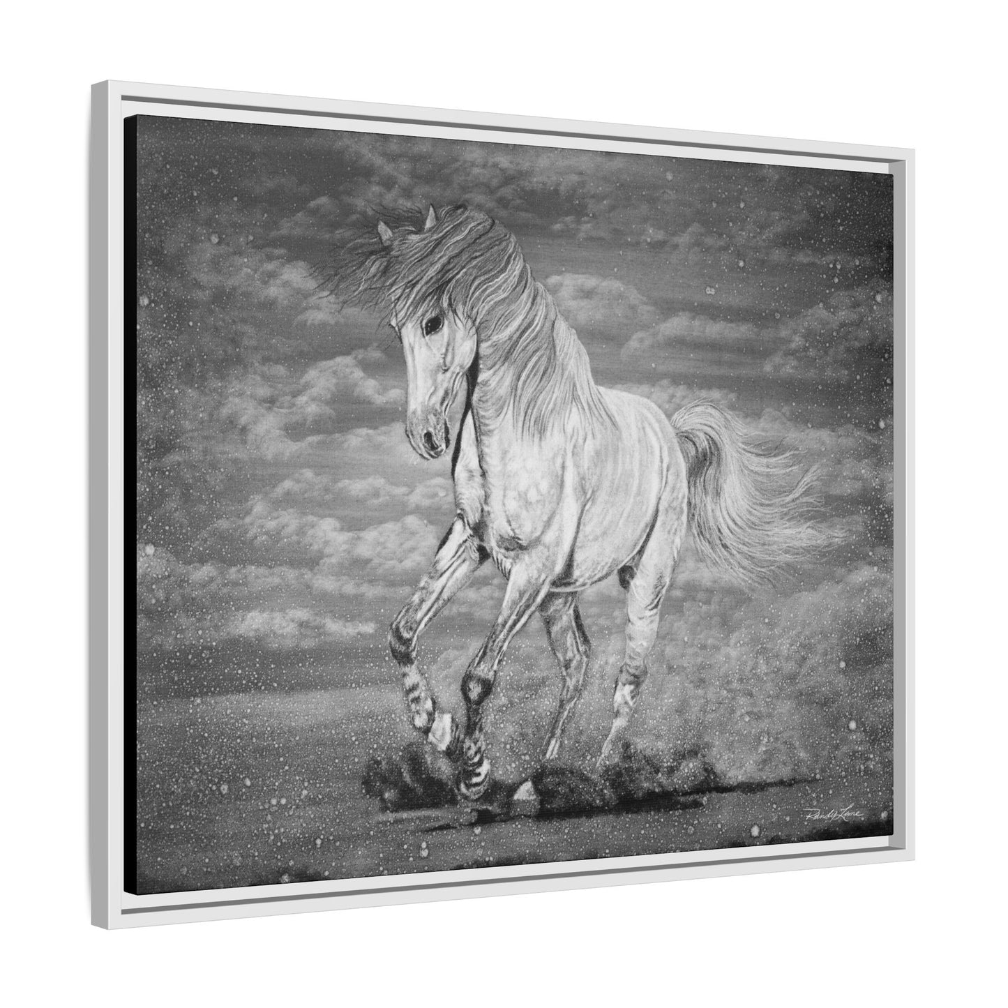 Equine Elegance. Prancing Horse Framed Stretched Matte Canvas Print