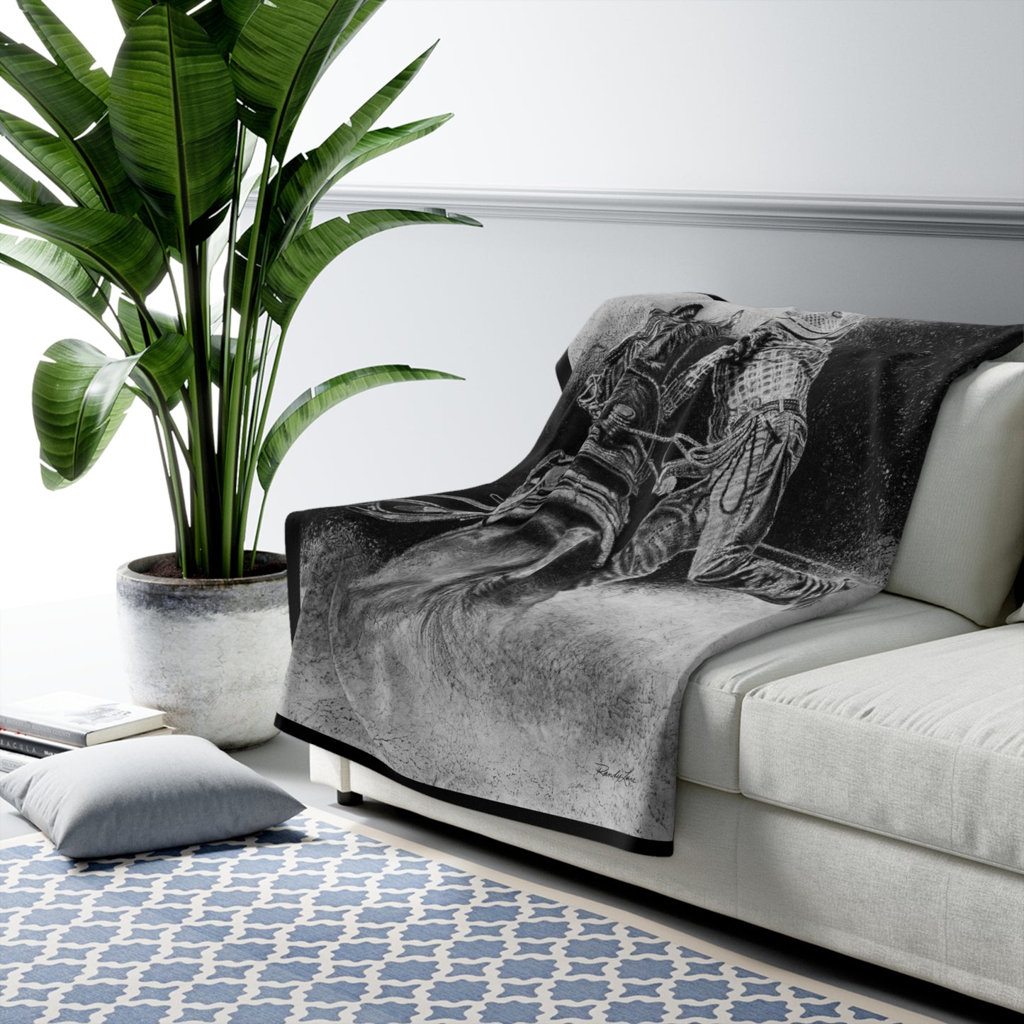 The Dismount. Steer Roper Sherpa Fleece Blanket