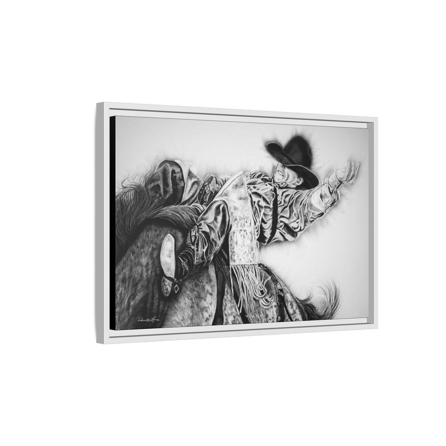 Go Time. Stretched Matte Canvas Framed Rodeo Art Print