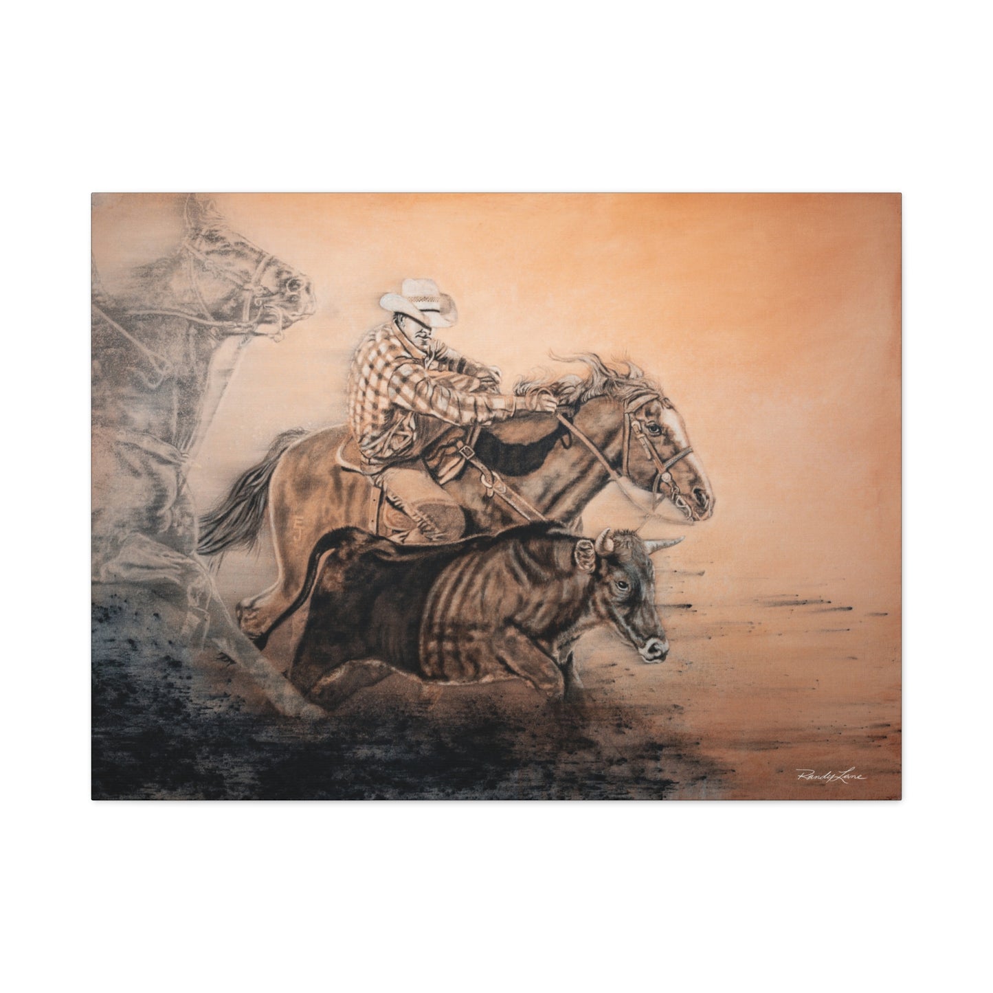 Get Some. Bulldogging Art Stretched Matte Canvas Print
