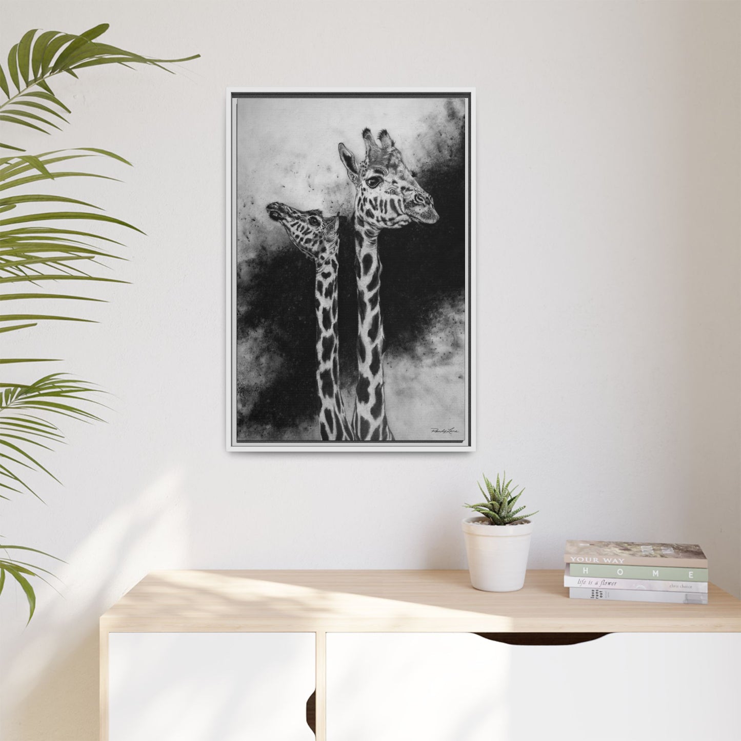 Grace in the Grasslands, Giraffe, Framed Matte Canvas Wall Decor