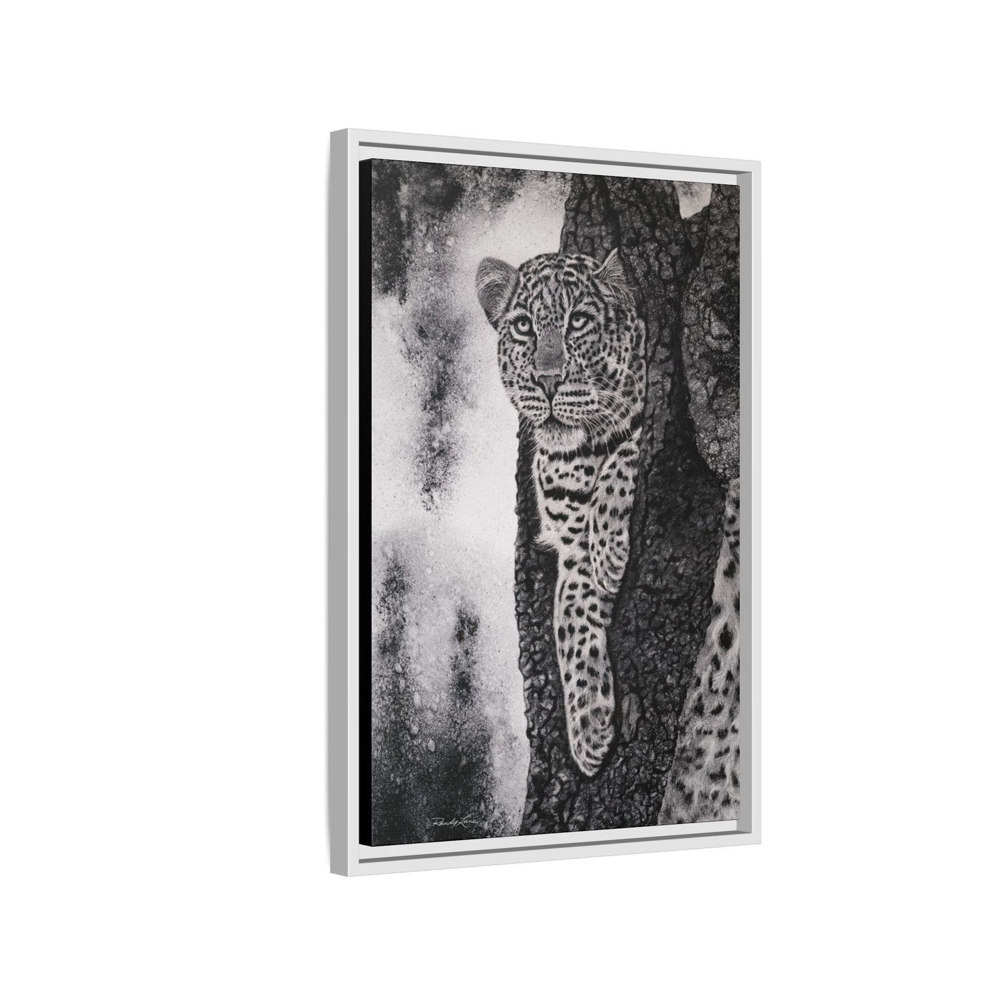 Tree Hugger, Leopard Framed Matte Canvas Wall Art