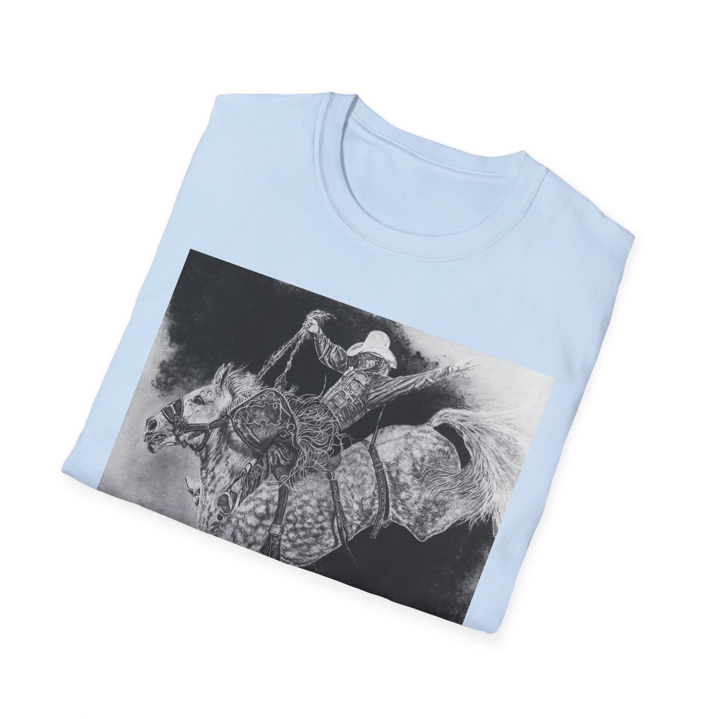 Big Grey, Rodeo Bareback Bronc Painting T-Shirt