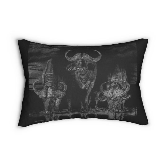 The Waterhole, Cape Buffalo Lumbar Pillow