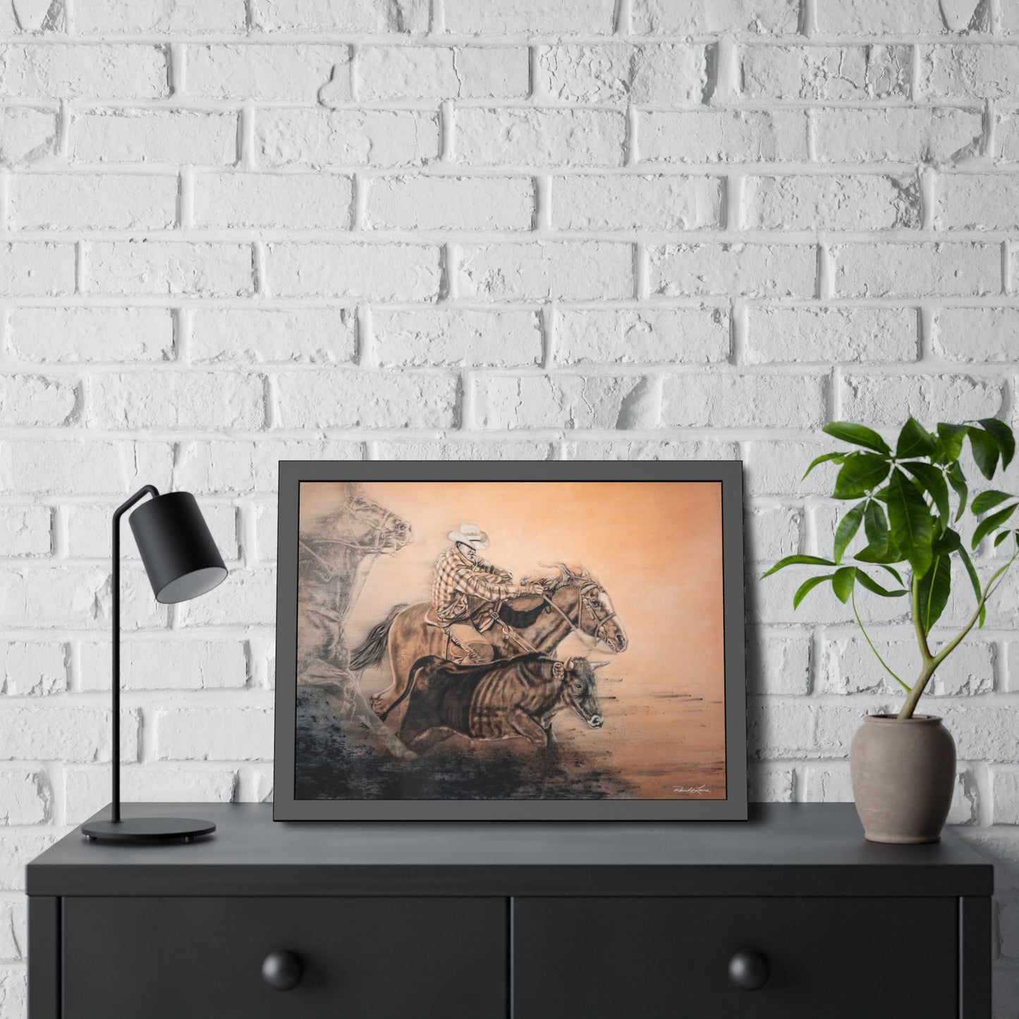 Get Some. Bulldogging Framed Fine Art Print