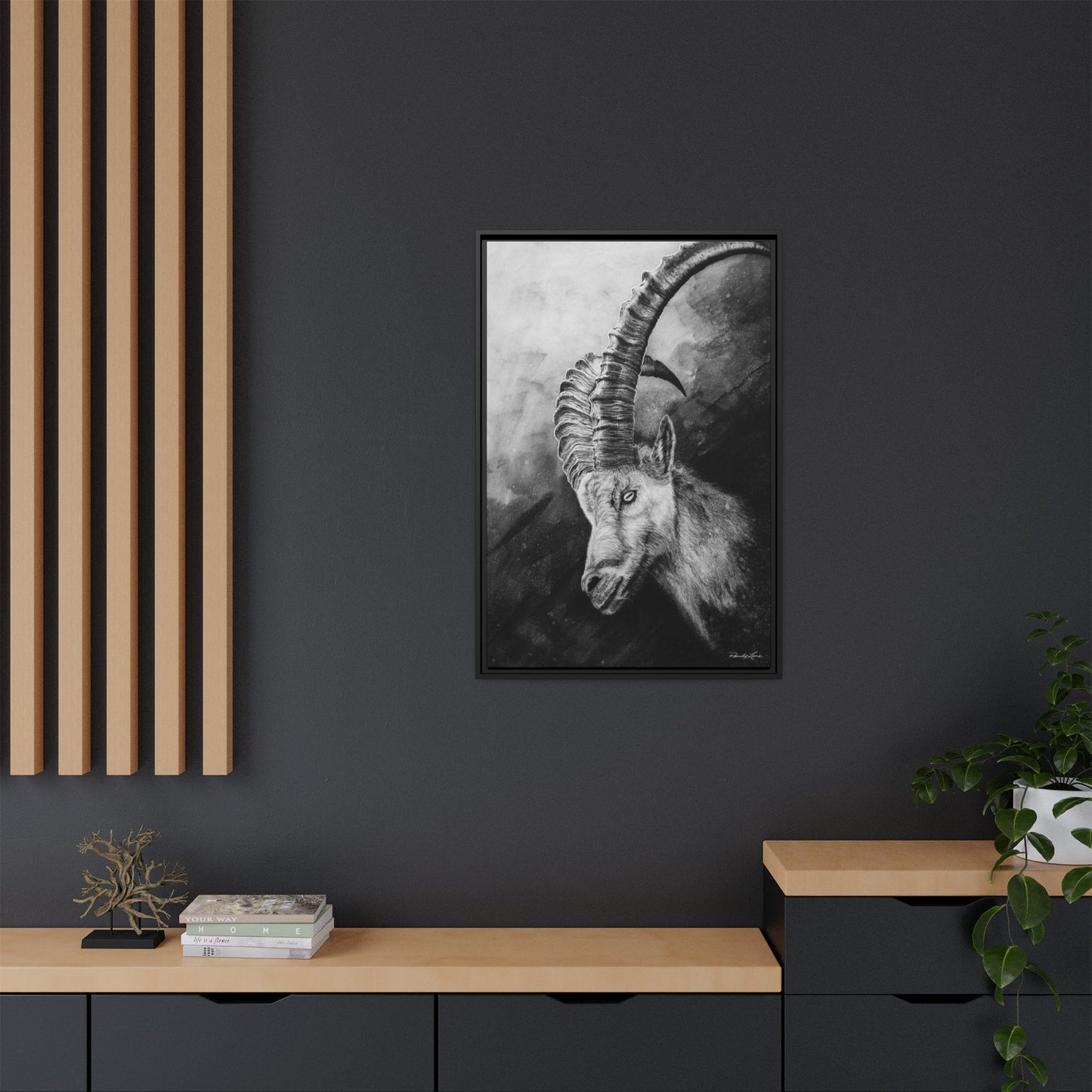 Apex,  Alpine Mountain Goat, Framed Matte Canvas Art Print,