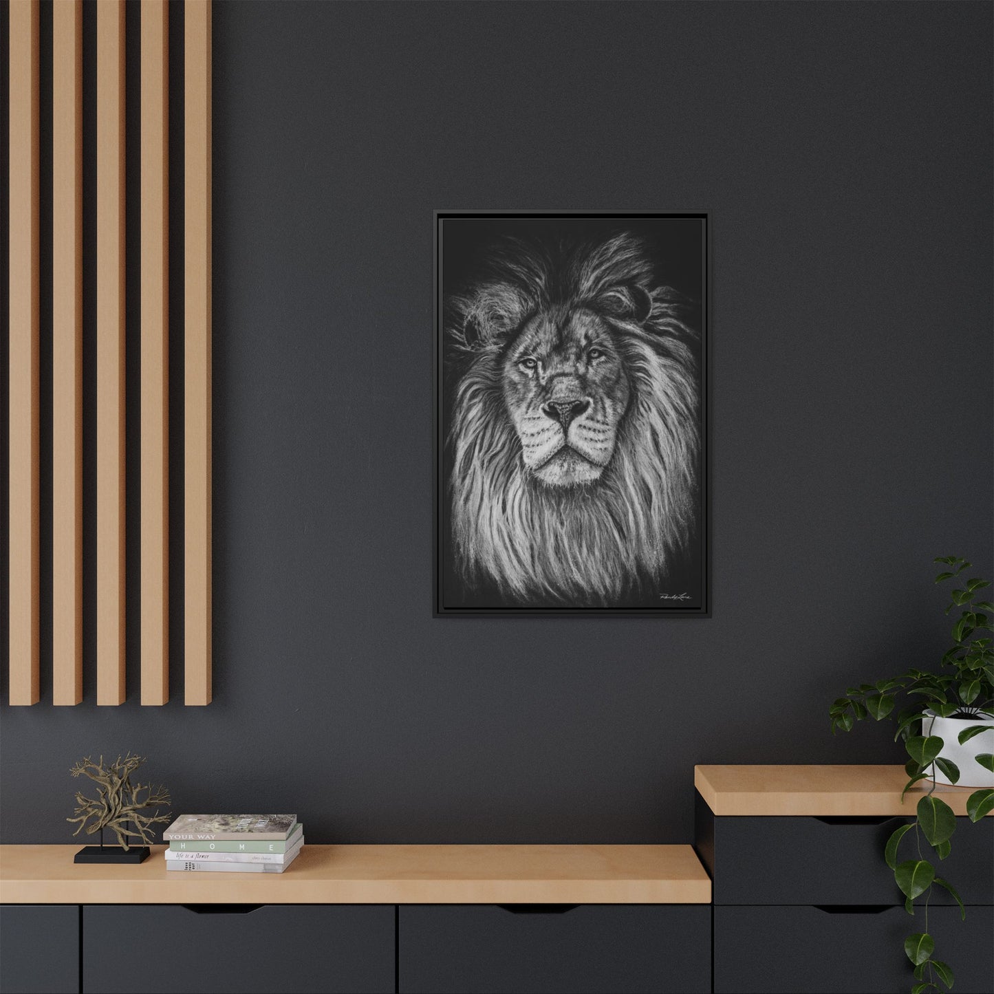 The Mane Event, Matte Canvas Lion Prints, Framed (Multi-color)