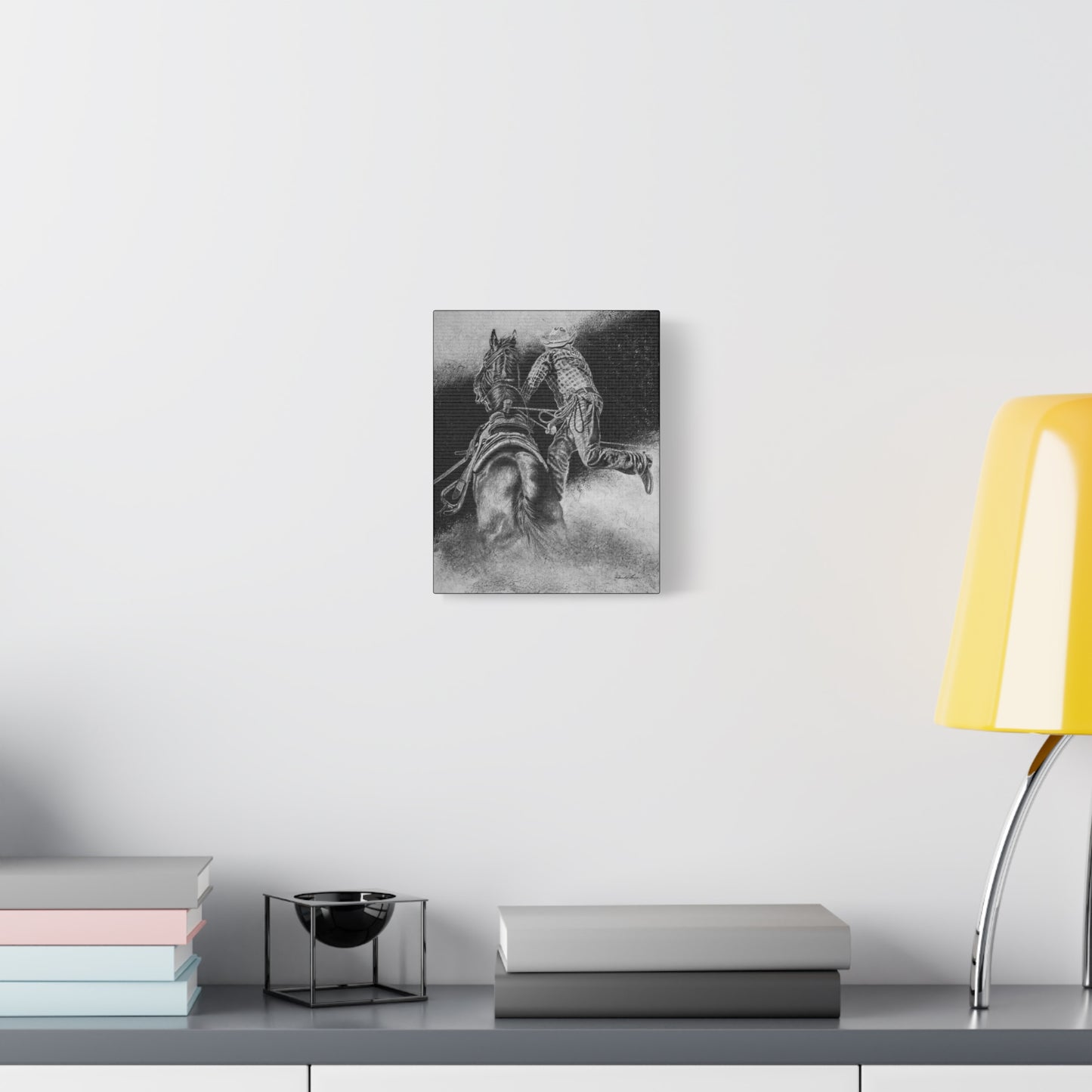 The Dismount. Steer Roper Stretched Canvas Wall Art
