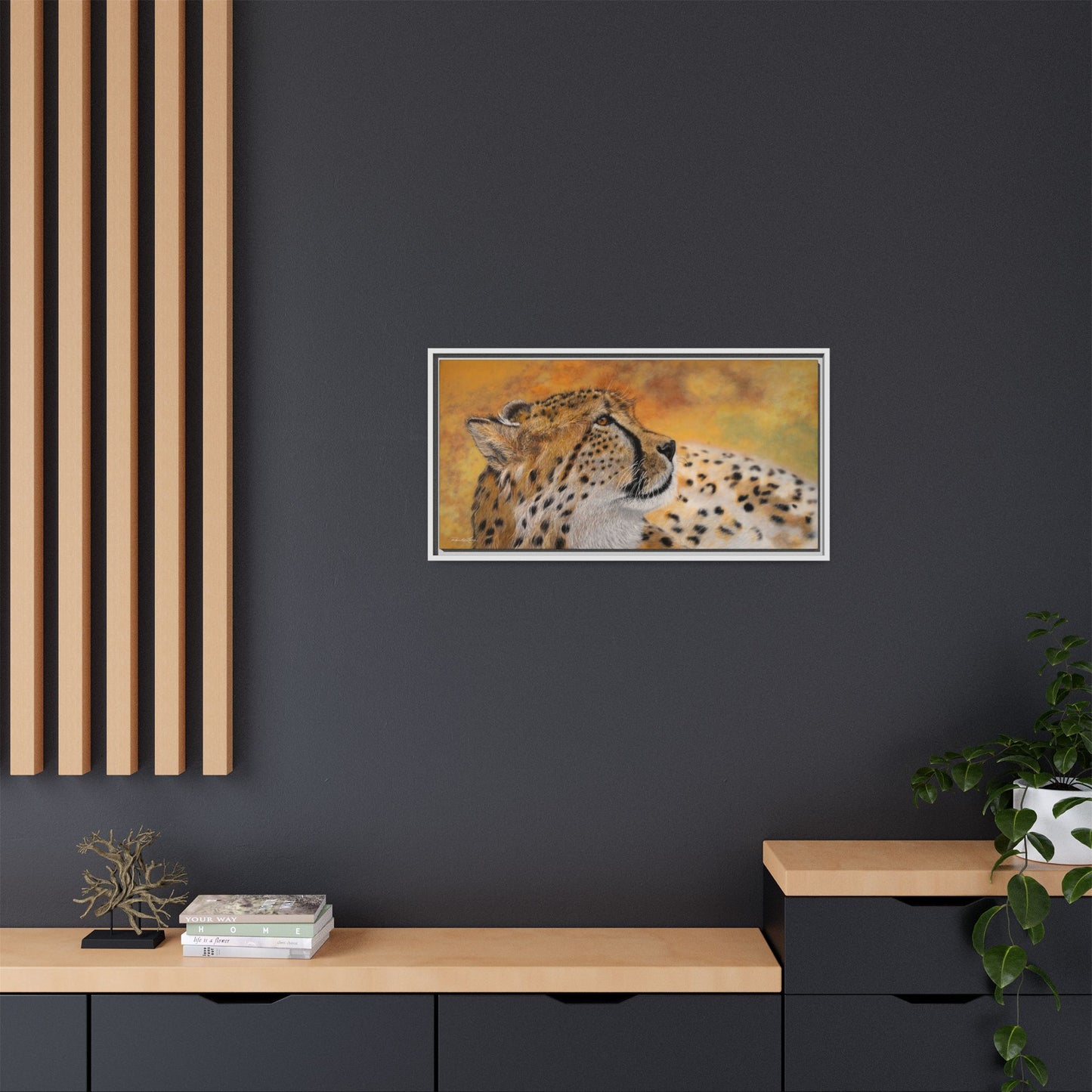 Cheetah Chill, Framed Cheetah Canvas Art