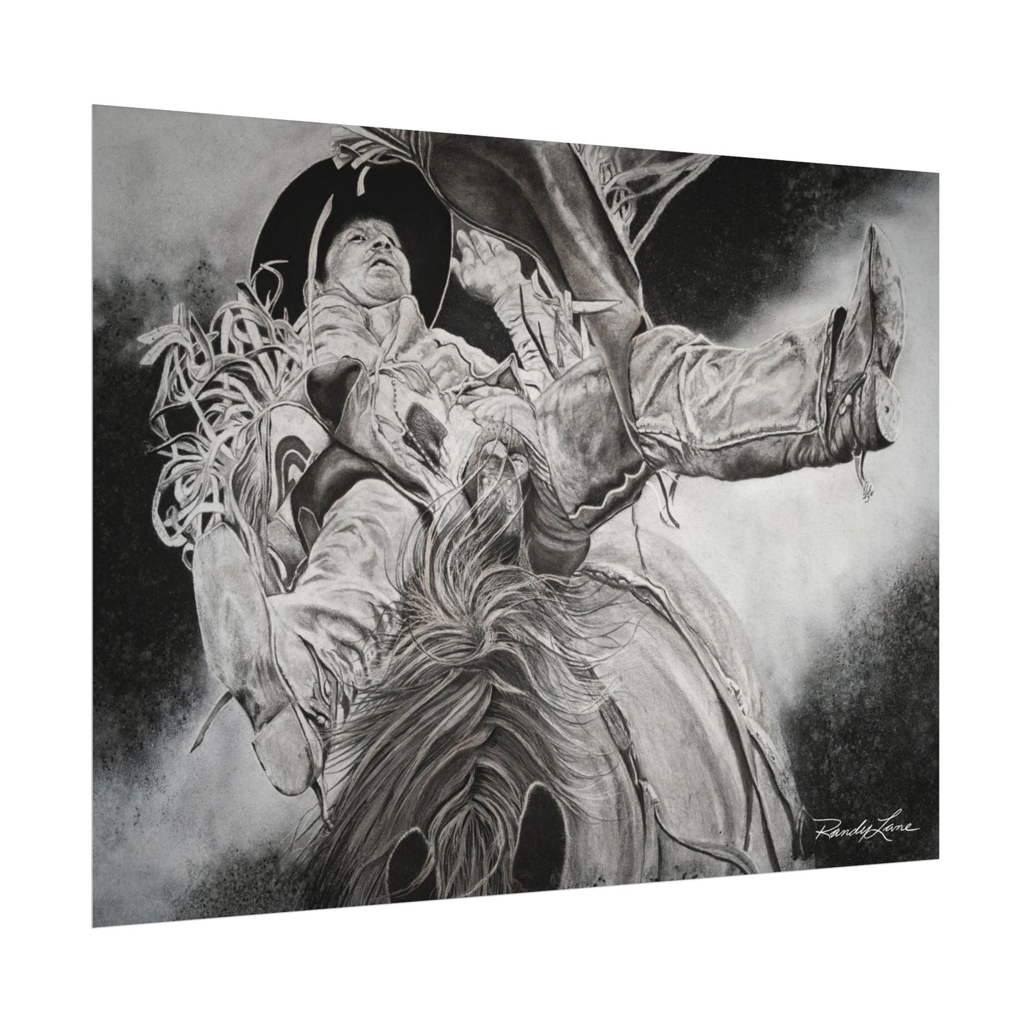 Battle Tested, Rodeo Bareback Rider Painting, Textured Matte Print