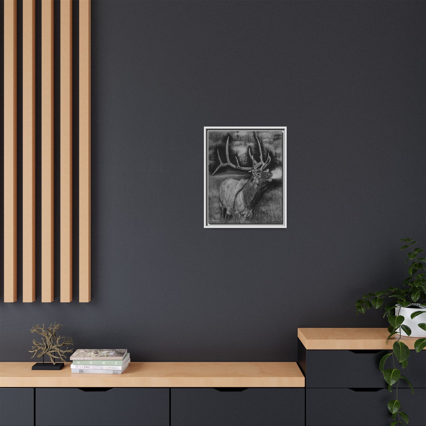 Mountain Music, Framed Elk Matte Canvas Print