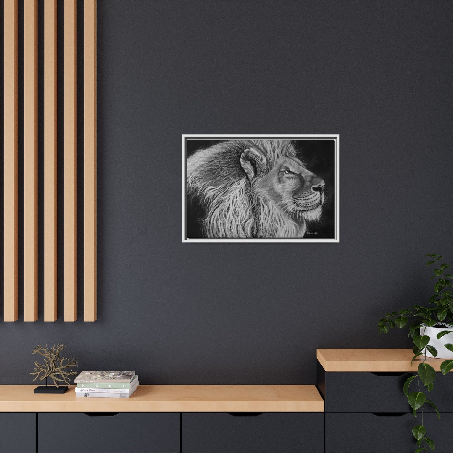King of Cool, Majestic Lion Framed Canvas Art