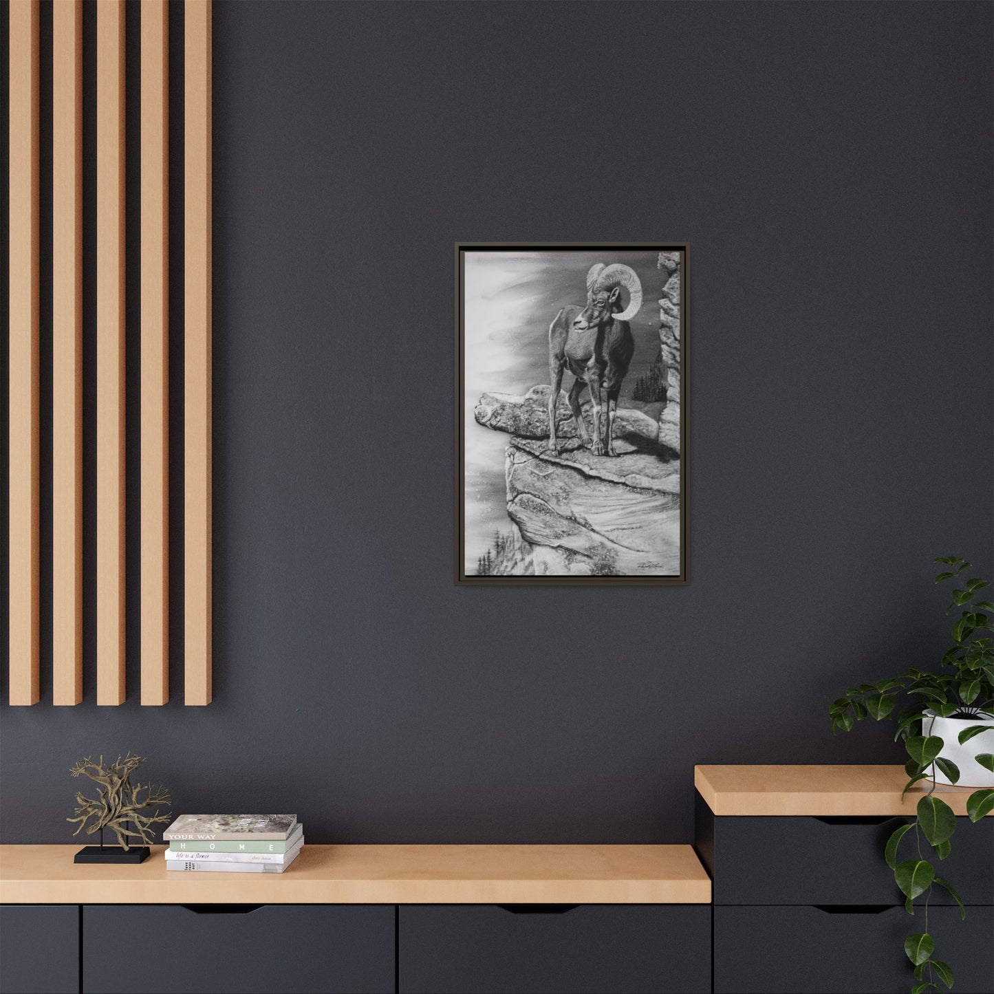 Legendary, Bighorn Sheep Framed Matte Stretched Canvas