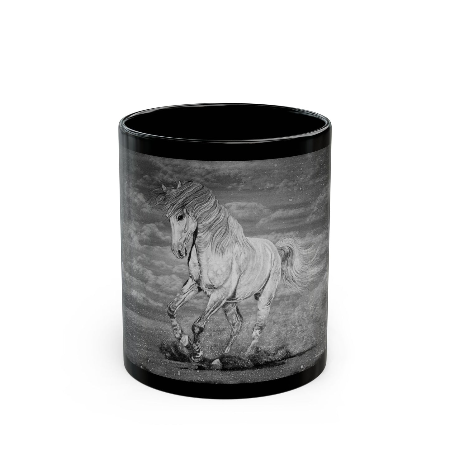 Equine Elegance. Prancing Horse Black Mug