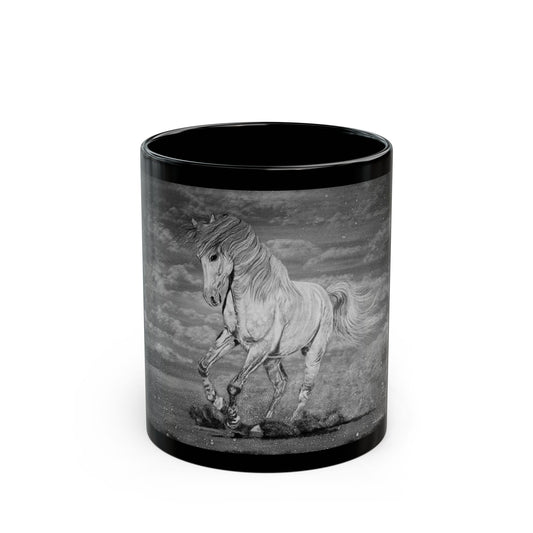 Equine Elegance. Prancing Horse Black Mug