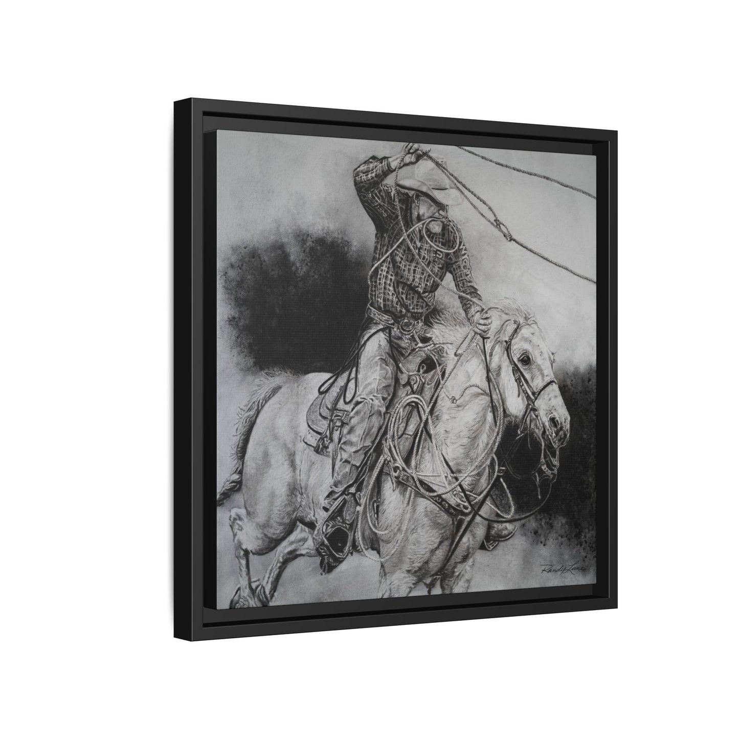 Let it Fly, Rodeo Tie-down Roper Painting, Matte Framed Stretched Canvas