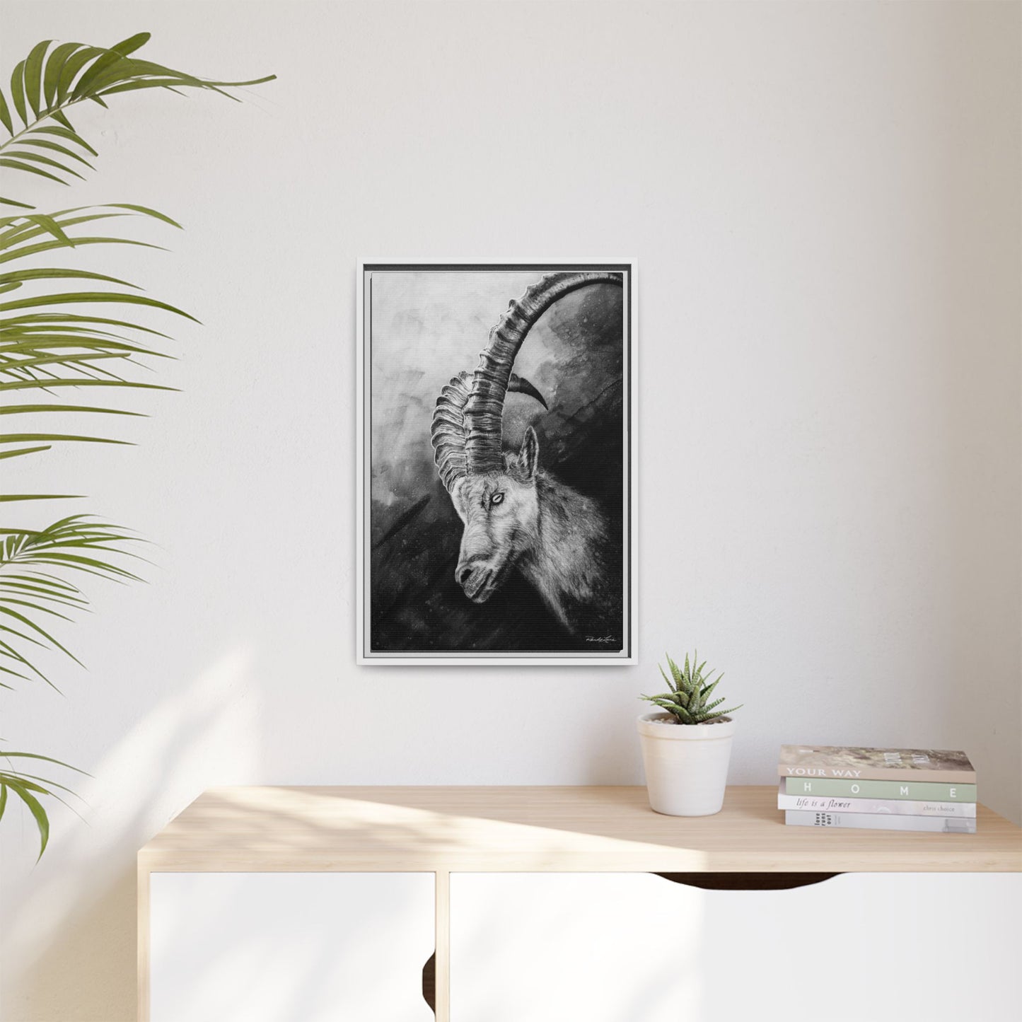 Apex,  Alpine Mountain Goat, Framed Matte Canvas Art Print,