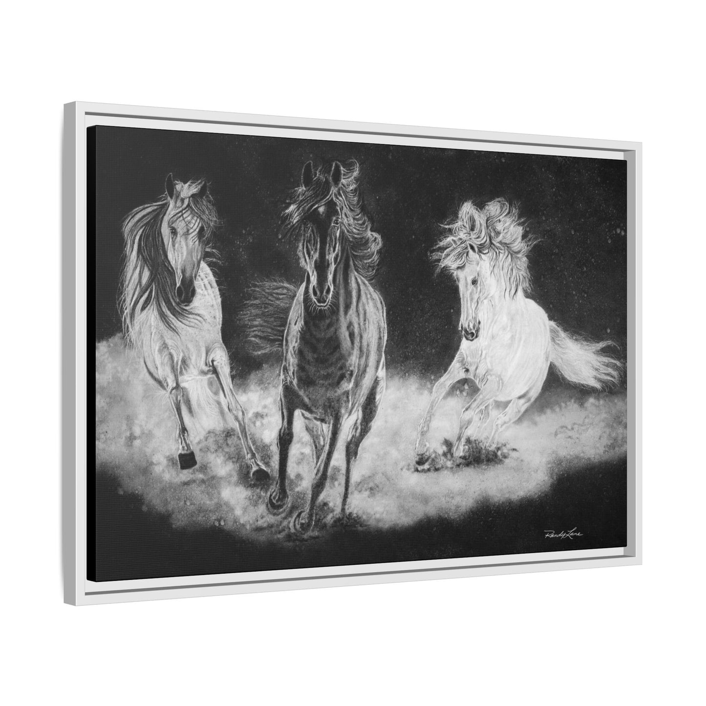 Midnight Run. Framed Stretched Matte Canvas Fine Art Horse Print